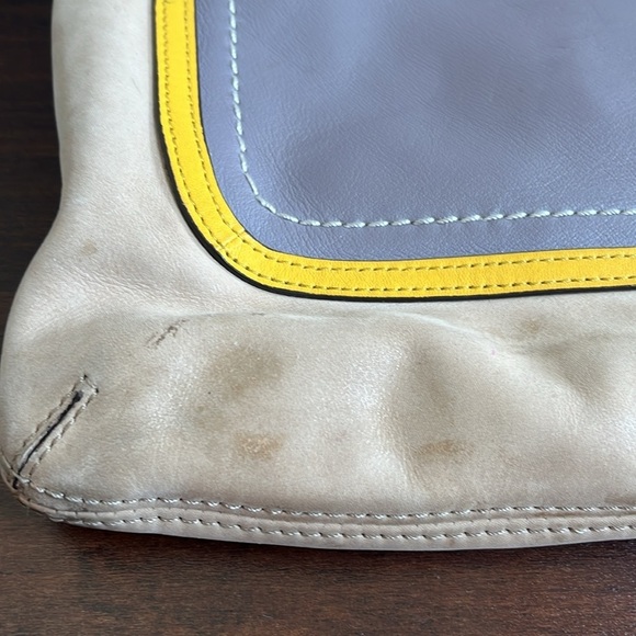 Coach Poppy Leather Colorblock Perri Hippie Covertible Bag Cream Yellow Mauve - Picture 15 of 16